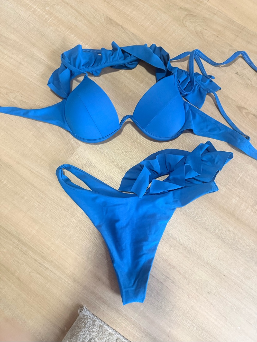 Bright Blue Ruffled Bikini Set
